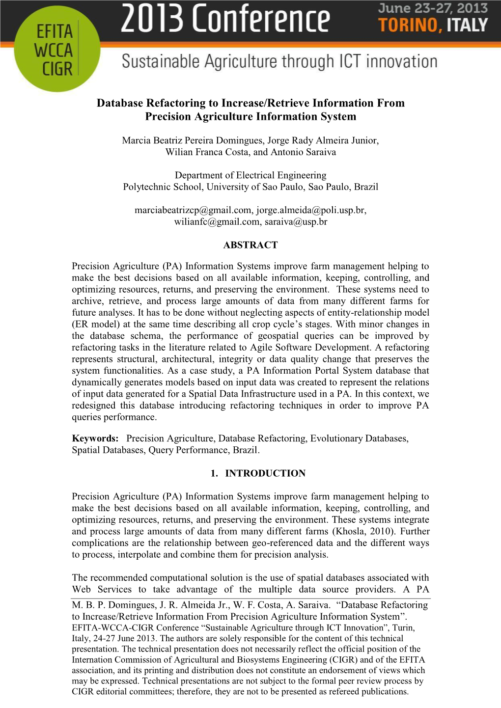 Database Refactoring to Increase/Retrieve Information from Precision Agriculture Information System