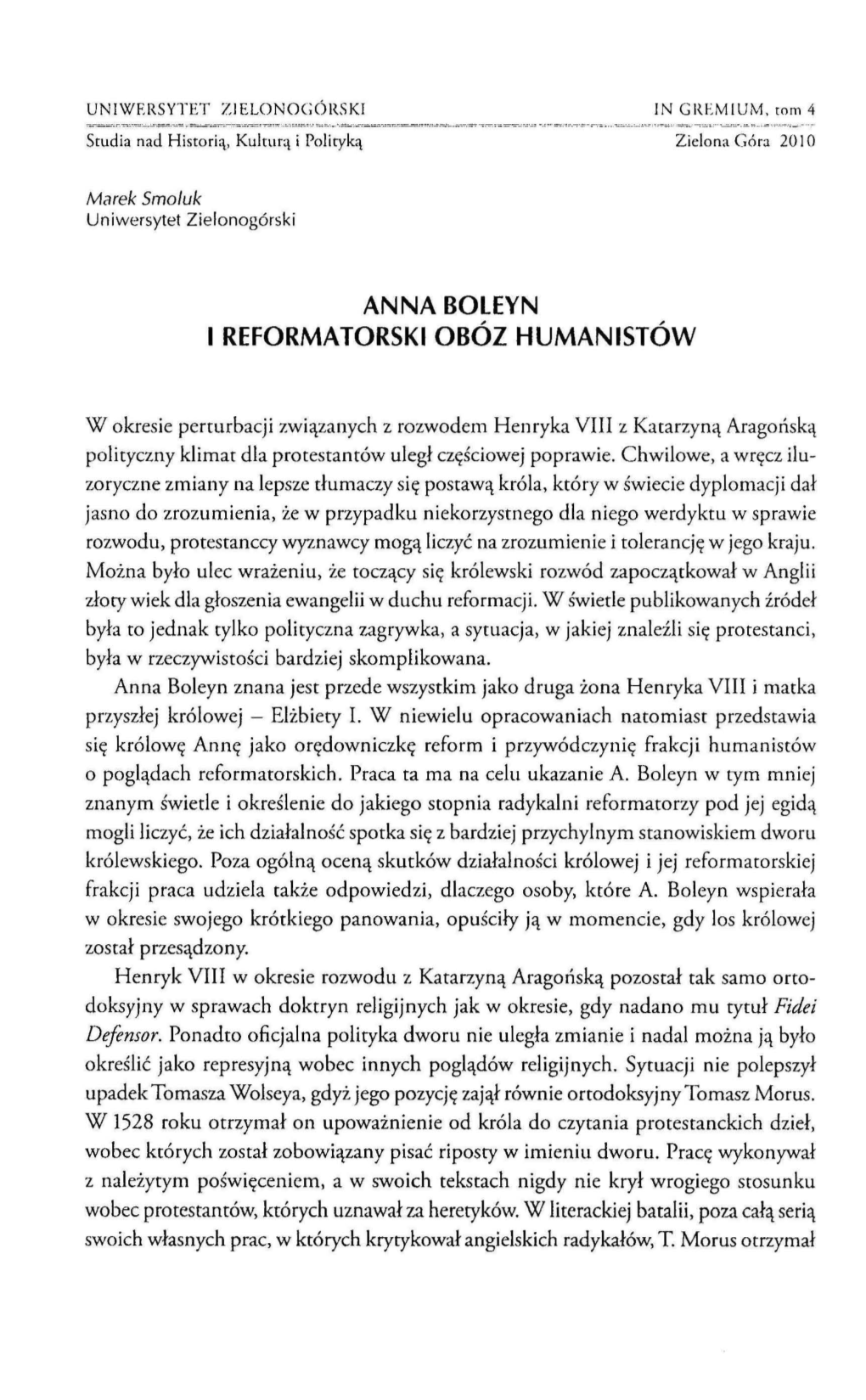 ANNA BOLEYN L REFORMATORSKI OBÓZ HUMANISTÓW