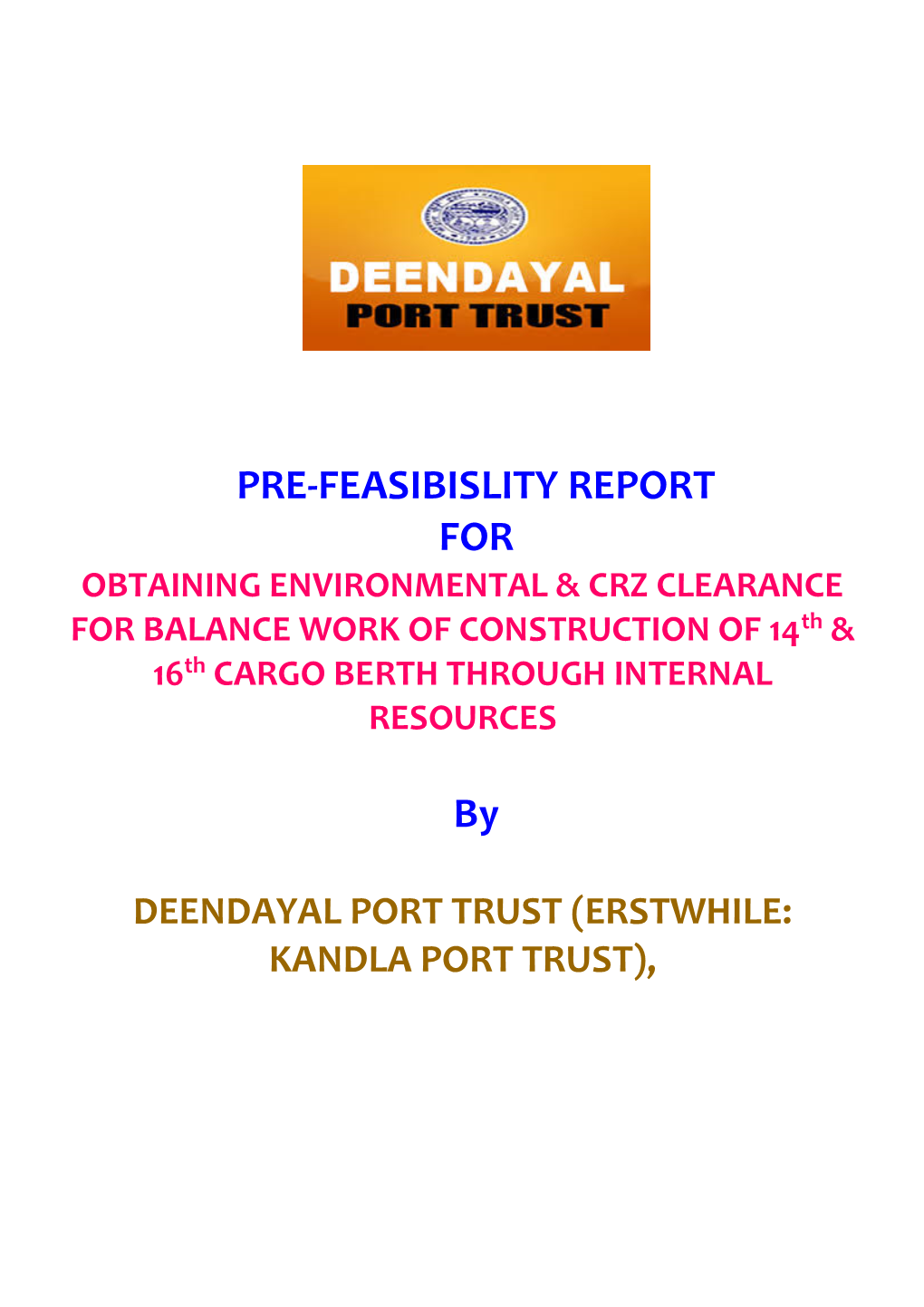 PRE-FEASIBISLITY REPORT for By
