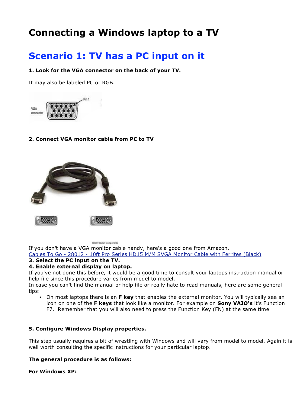 How to Connect a PC to a TV