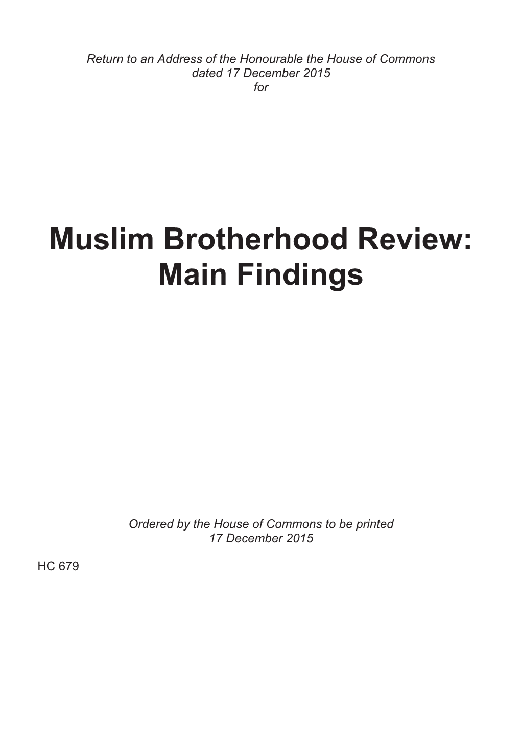 Muslim Brotherhood Review: Main Findings
