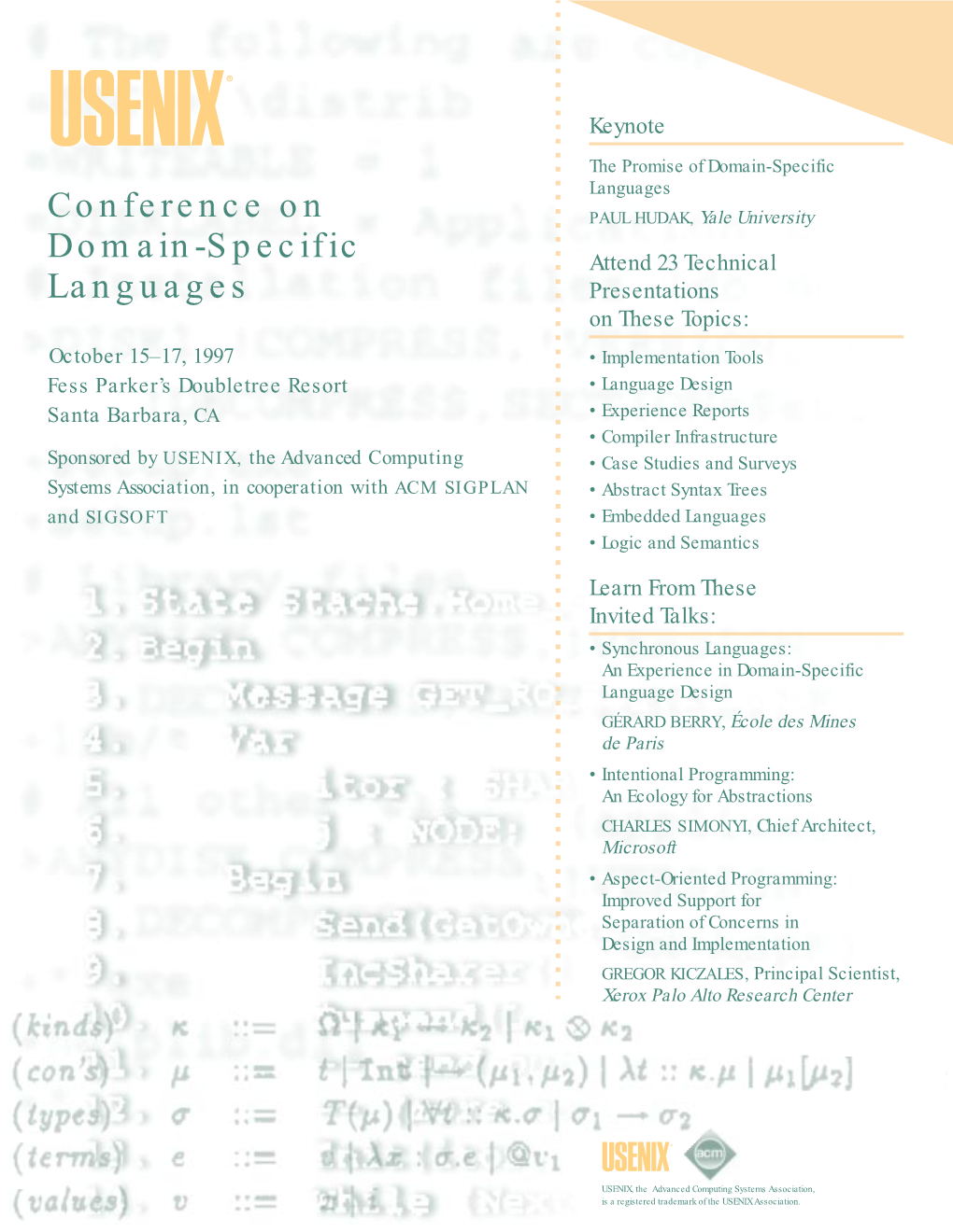 Conference on Domain-Specific Languages, October 15–17, 1997