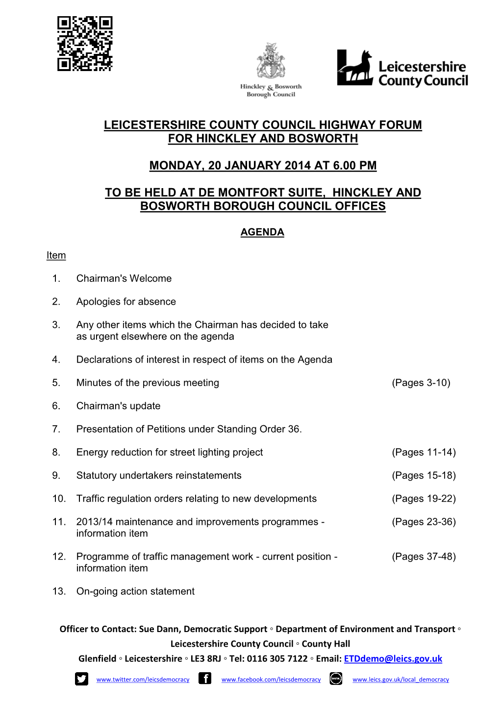 Leicestershire County Council Highway Forum for Hinckley and Bosworth
