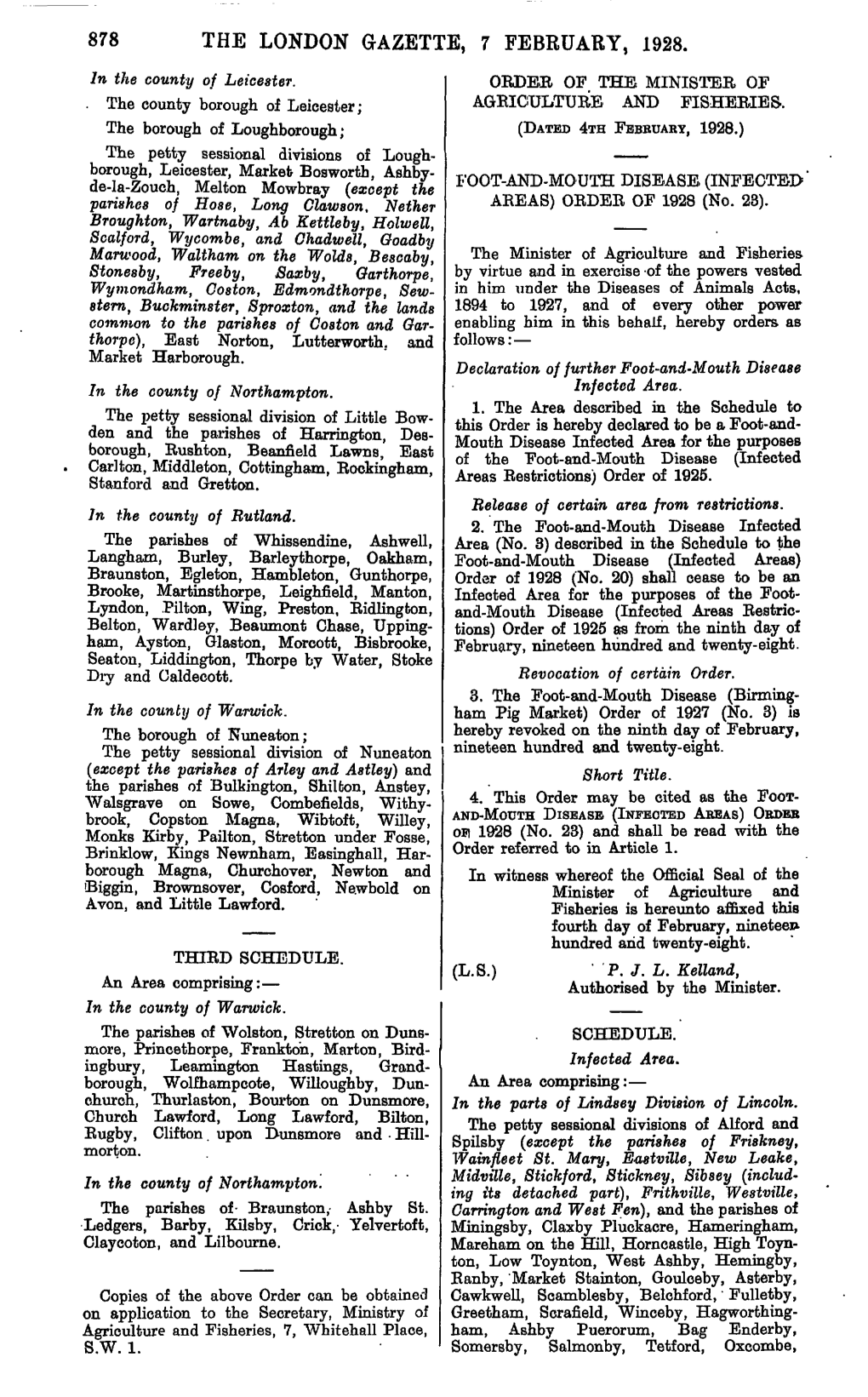 878 the London Gazette, 7 February, 1928