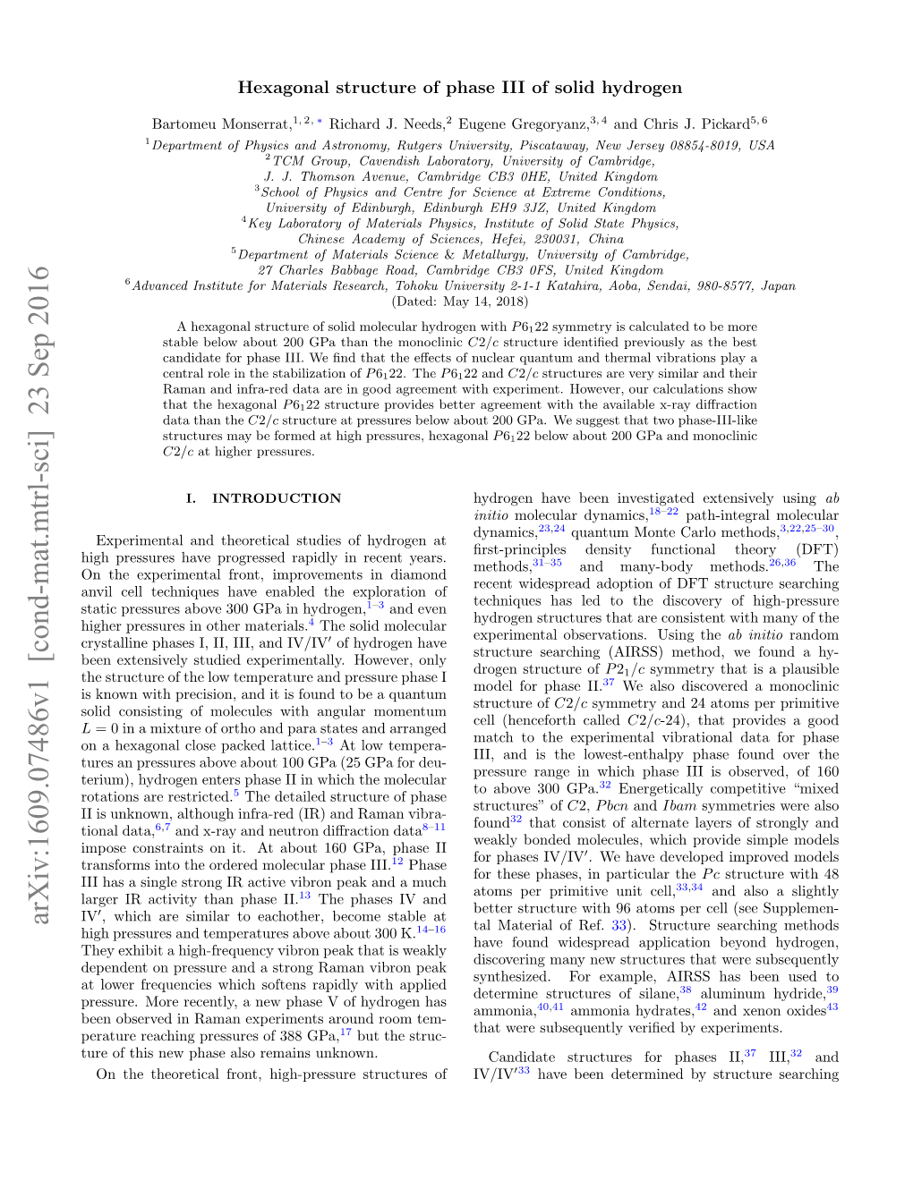 Arxiv:1609.07486V1 [Cond-Mat.Mtrl-Sci] 23 Sep 2016 Tal Material of Ref