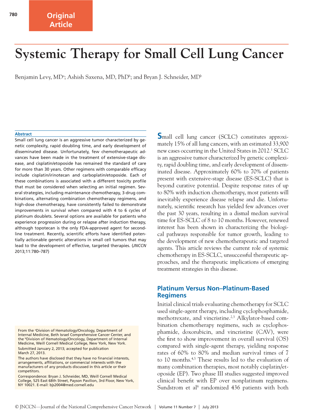 Systemic Therapy for Small Cell Lung Cancer
