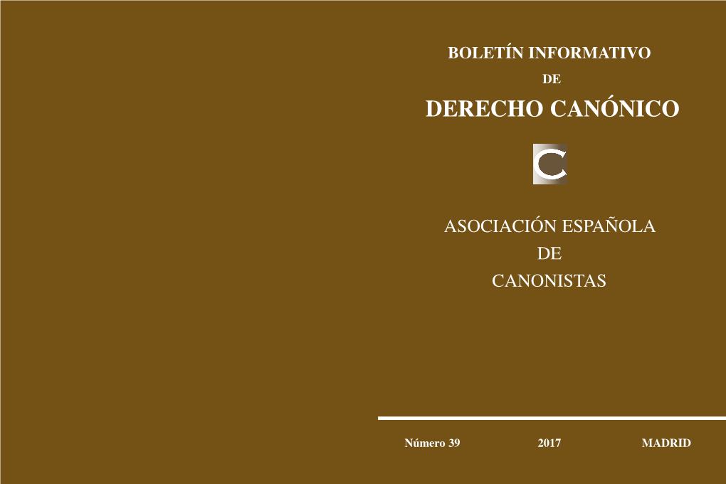 Boletín Informativo De Derecho Canónico