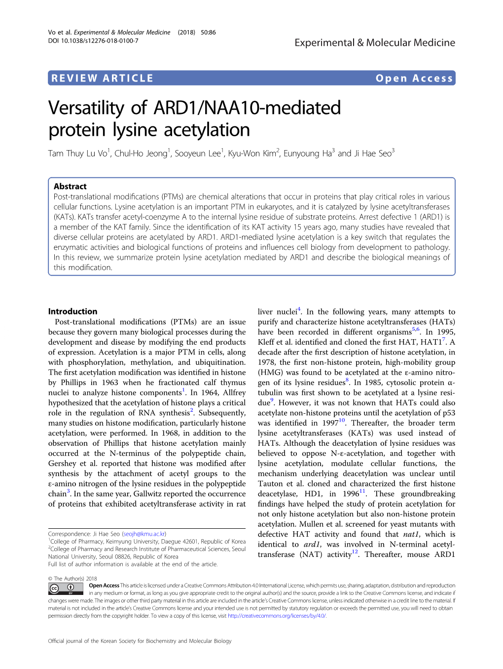 Versatility of ARD1/NAA10-Mediated Protein Lysine Acetylation