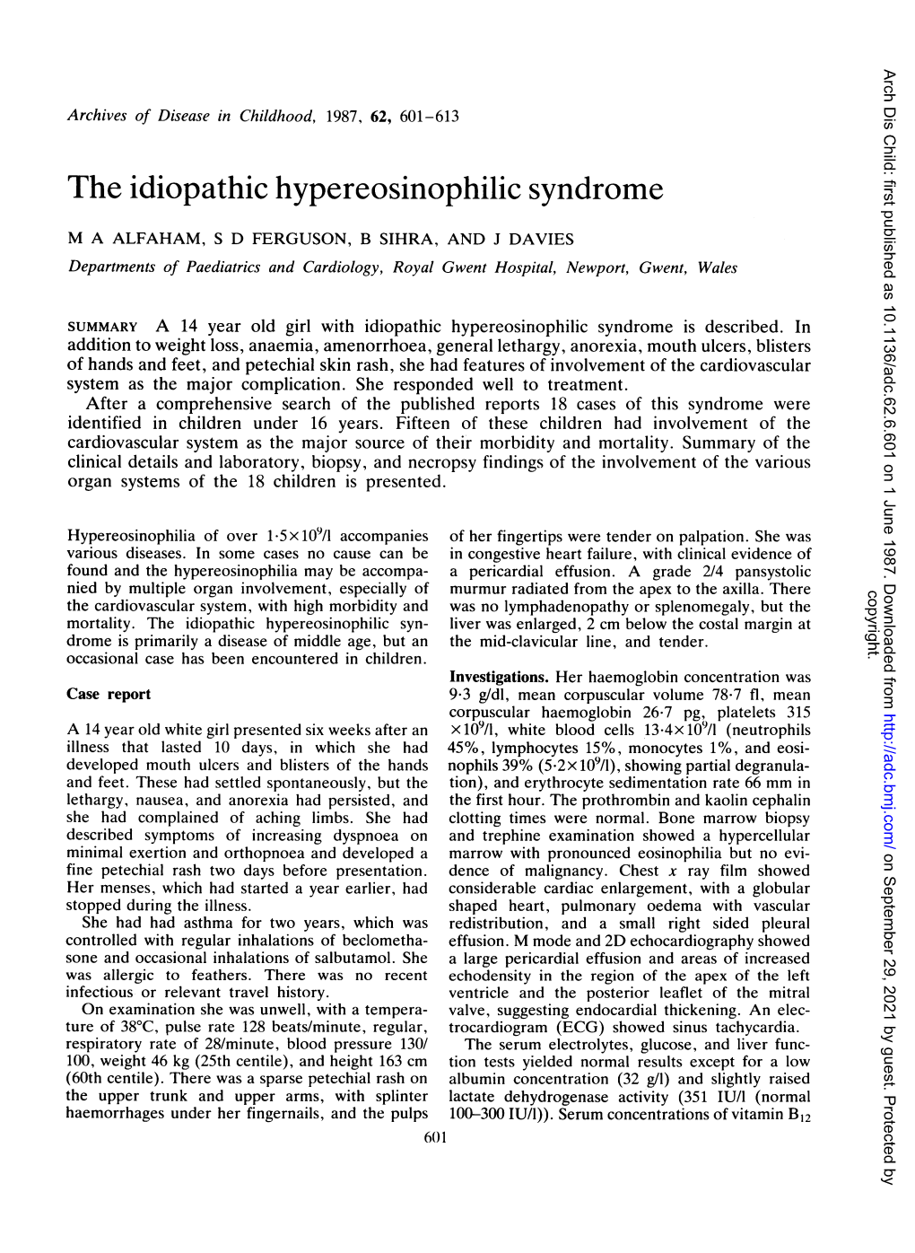 The Idiopathic Hypereosinophilic Syndrome