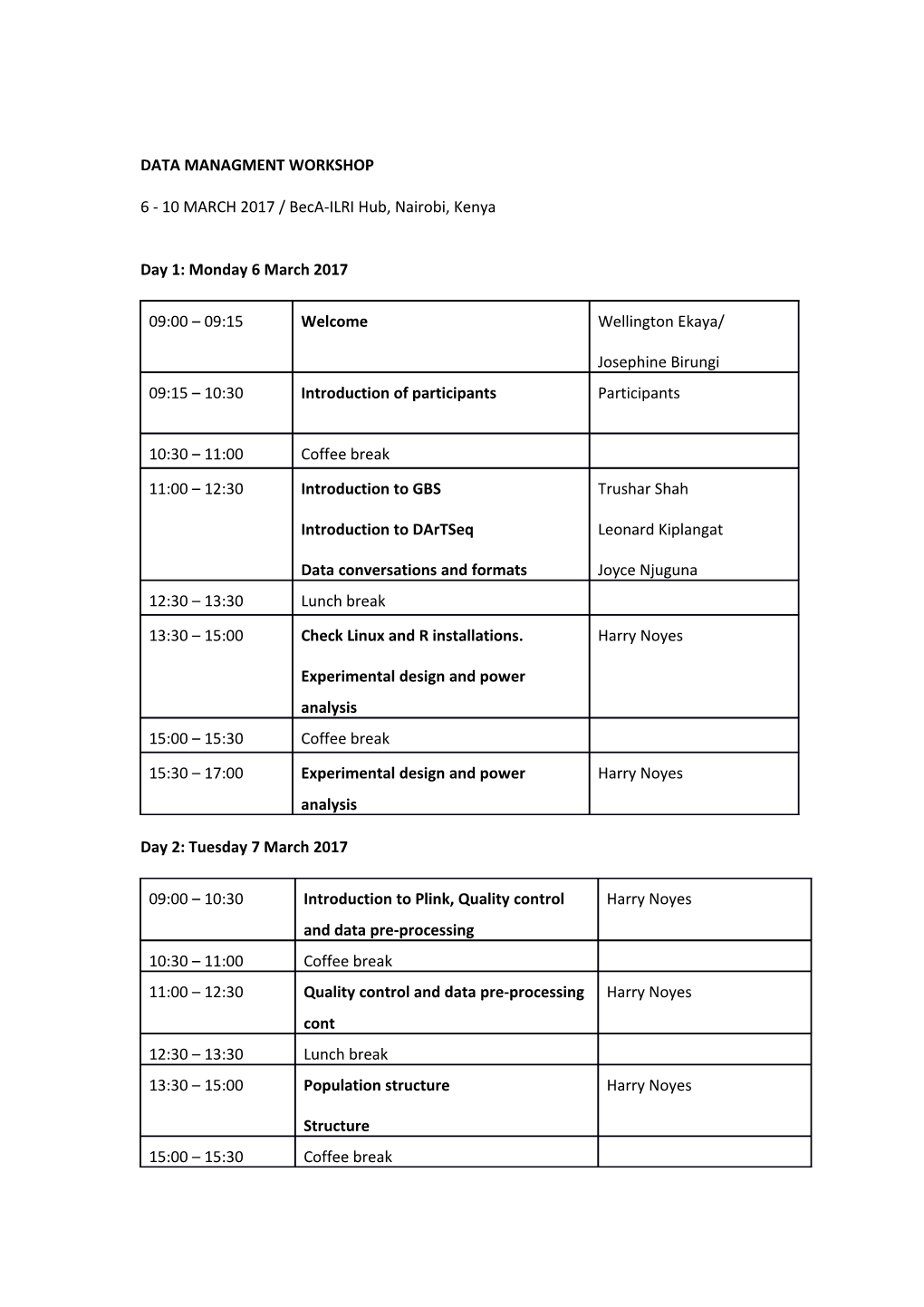 Data Managment Workshop