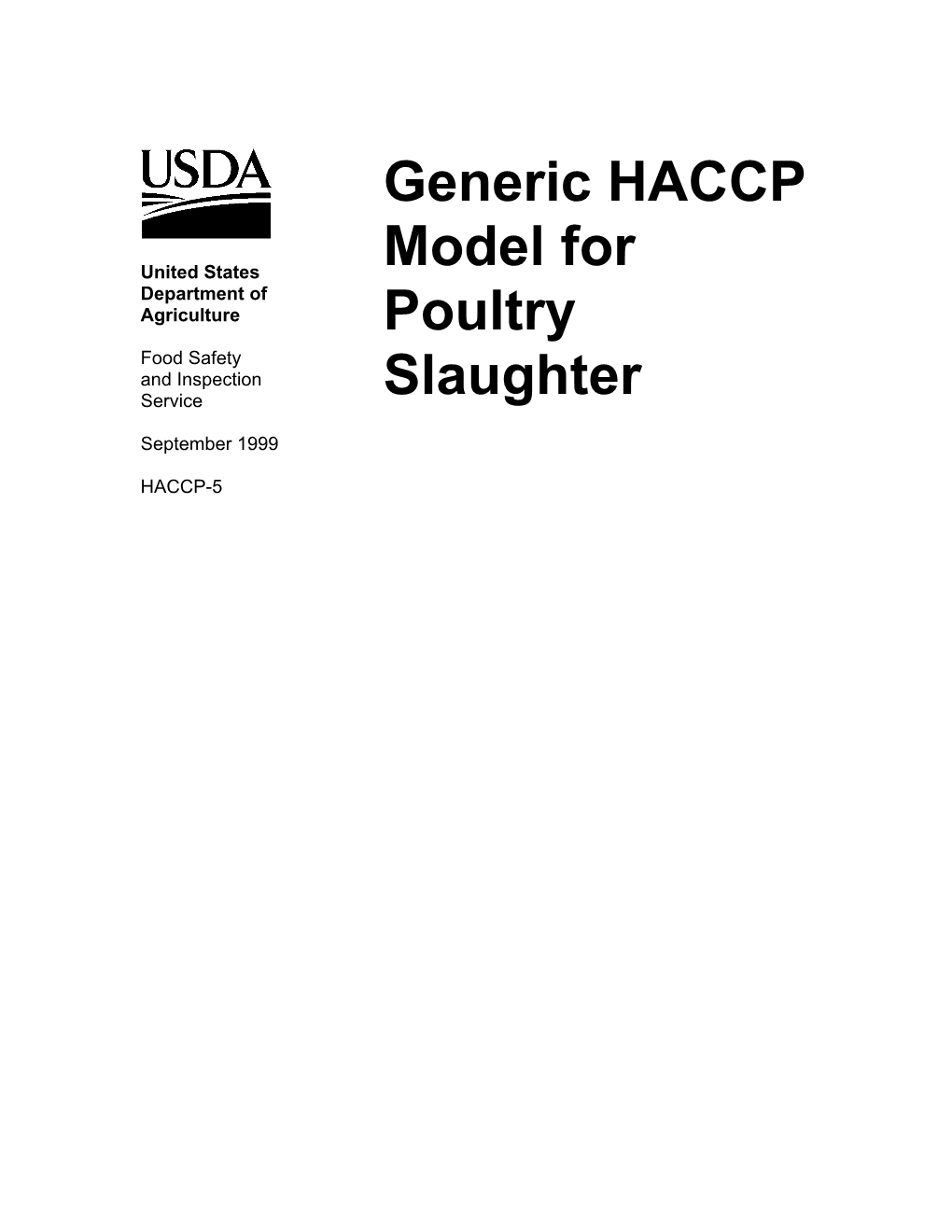 Generic HACCP Model for Poultry Slaughter