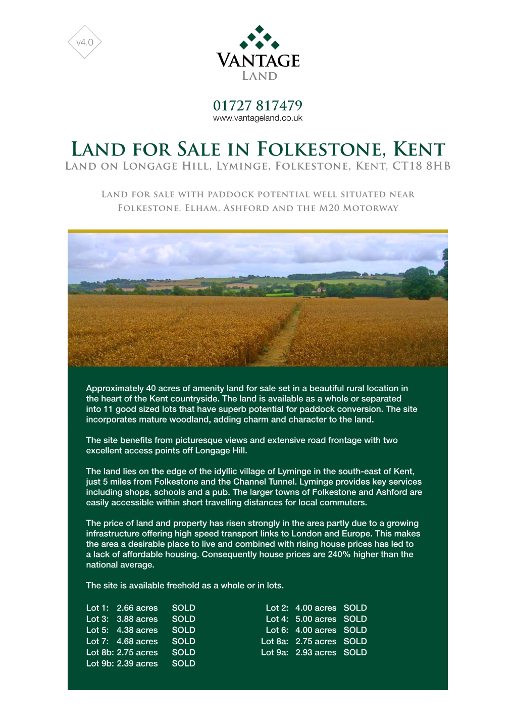 Land for Sale in Folkestone, Kent Land on Longage Hill, Lyminge, Folkestone, Kent, CT18 8HB