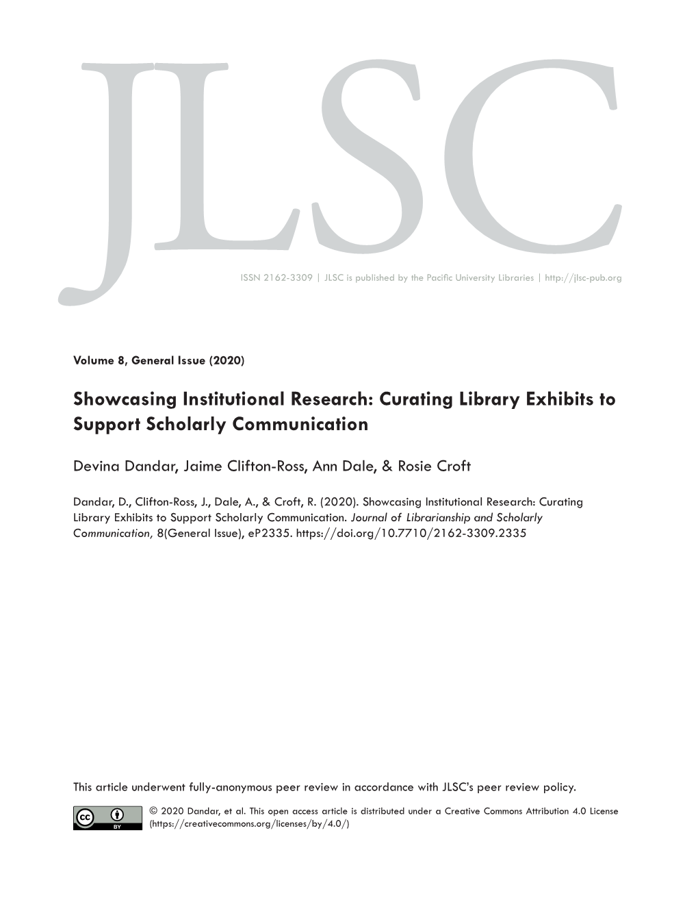 Showcasing Institutional Research: Curating Library Exhibits to Support Scholarly Communication