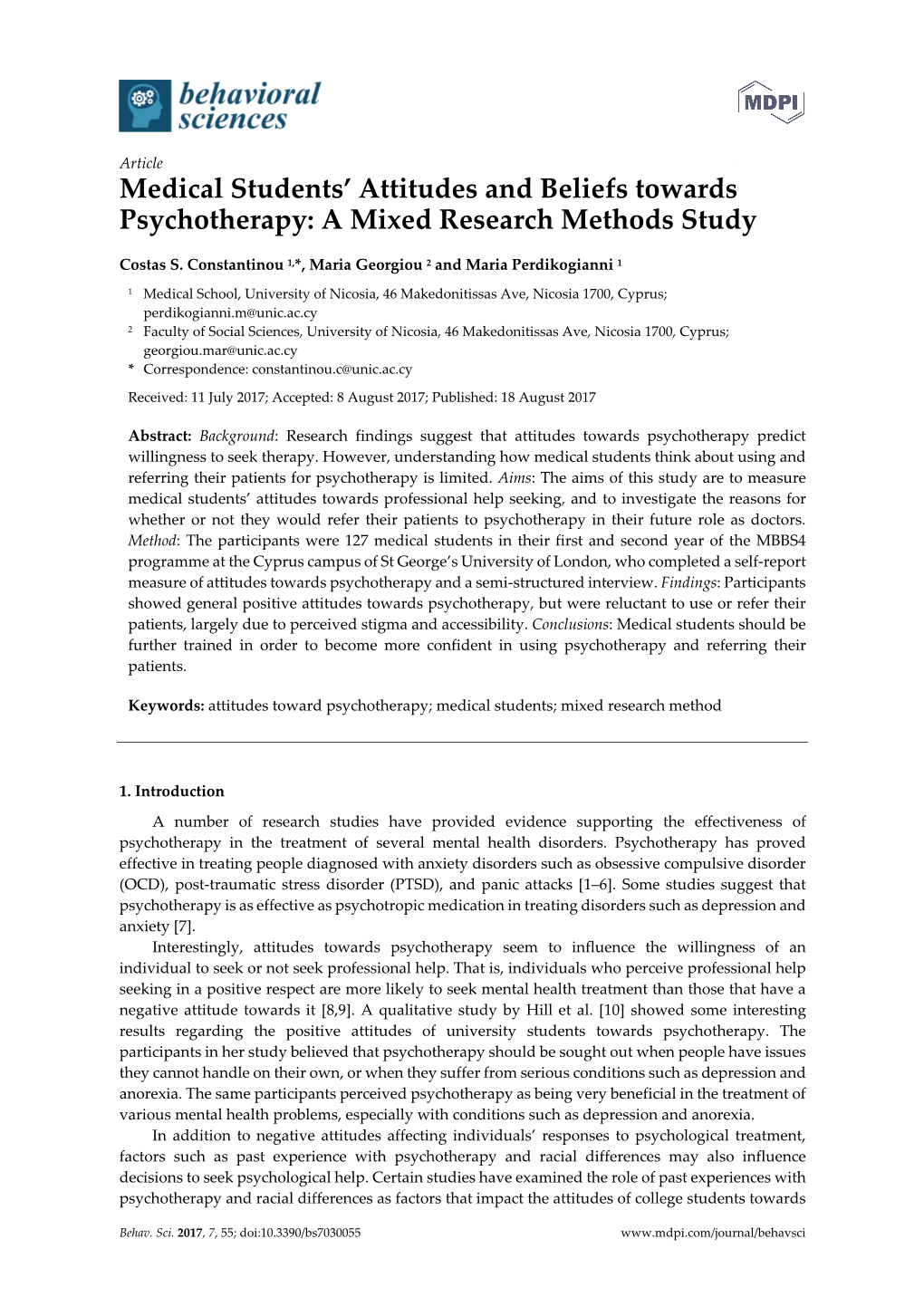 Medical Students' Attitudes and Beliefs Towards Psychotherapy