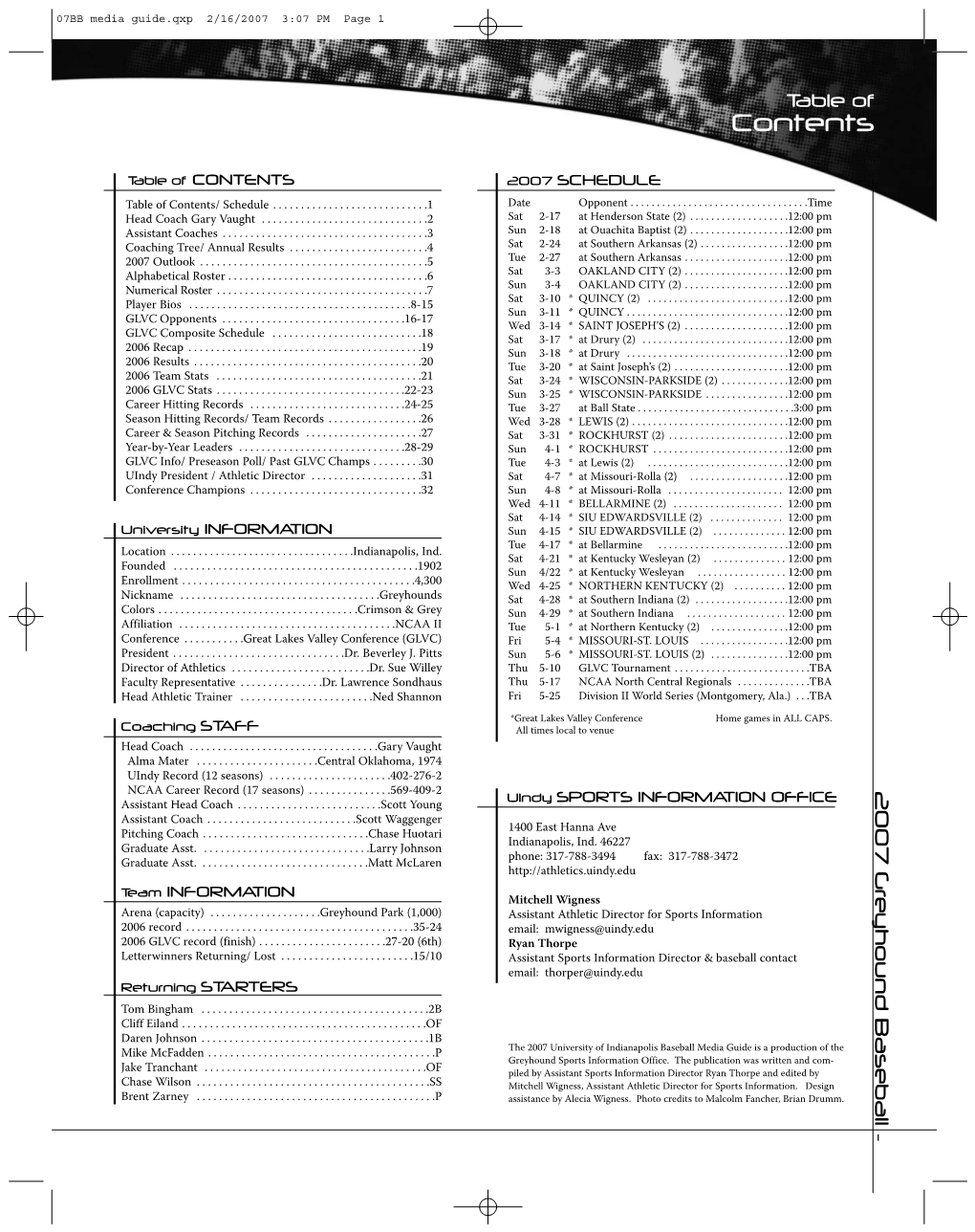 07BB Media Guide.Qxp 2/16/2007 3:07 PM Page 1 Page PM 3:07 2/16/2007 Guide.Qxp Media 07BB 07BB Mediaguide.Qxp2/16/20073:07Pmpage2 4 2