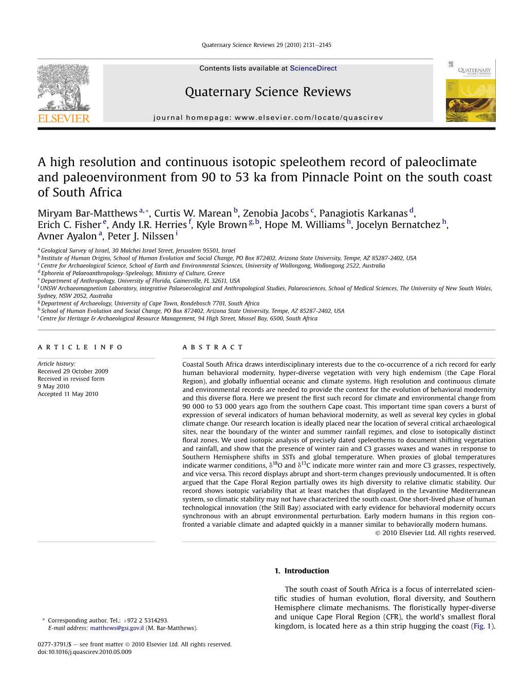 A High Resolution and Continuous Isotopic Speleothem Record Of