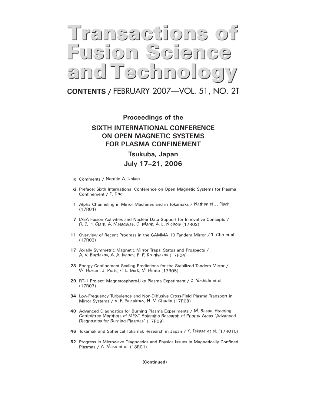 Contents / February 2007—Vol. 51, No. 2T