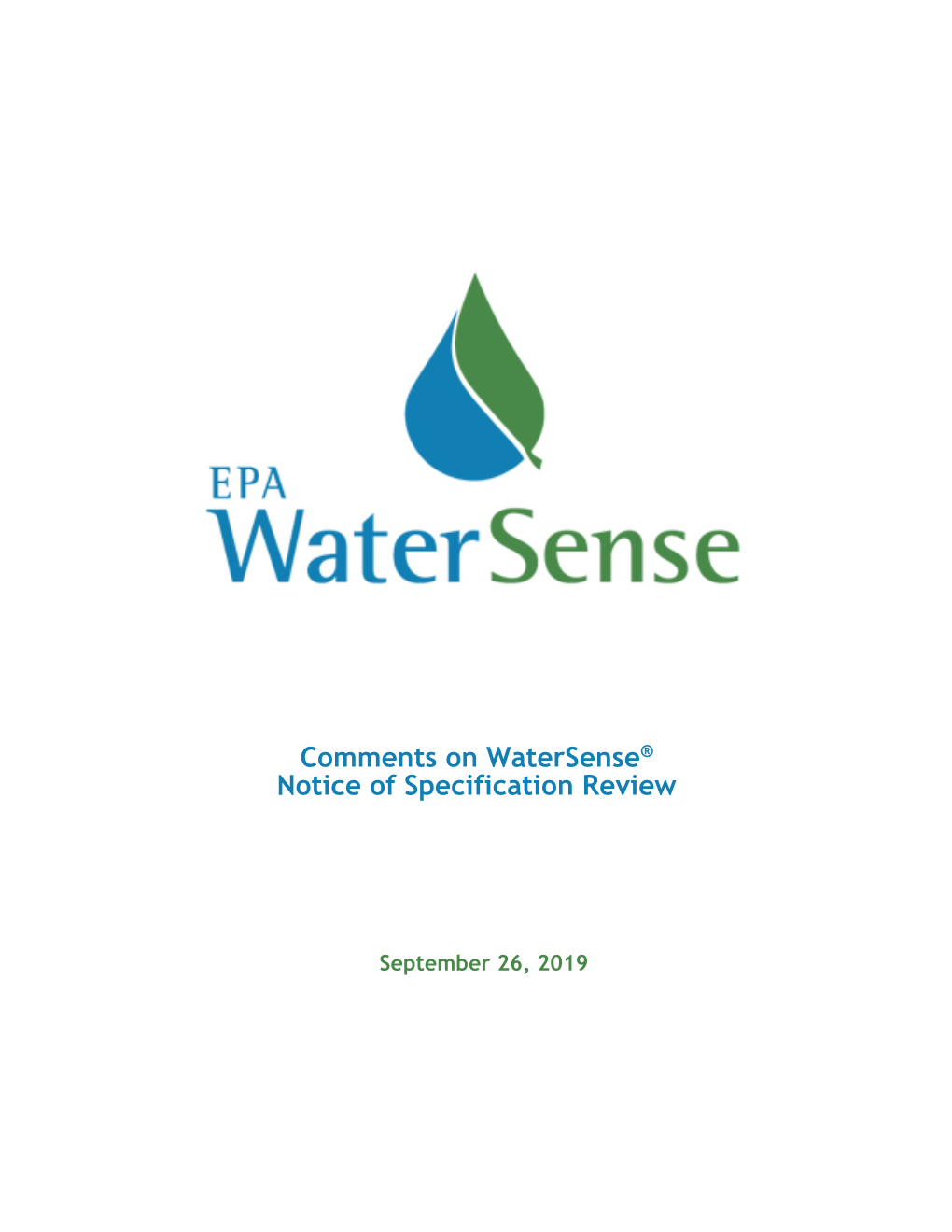 Comments on Watersense® Notice of Specification Review