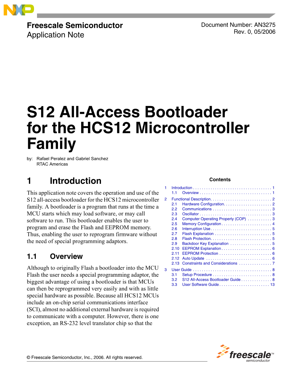 AN3275, S12 All-Access Bootloader for the S12 Microcontroller Family