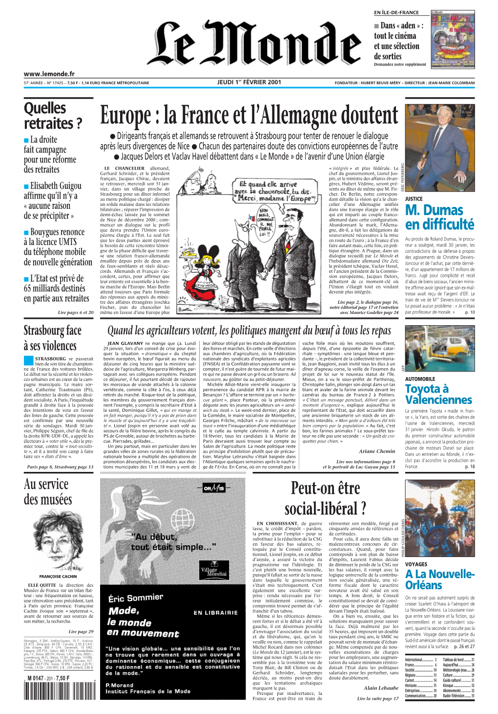 LE MONDE/PAGES&lt;UNE&gt;