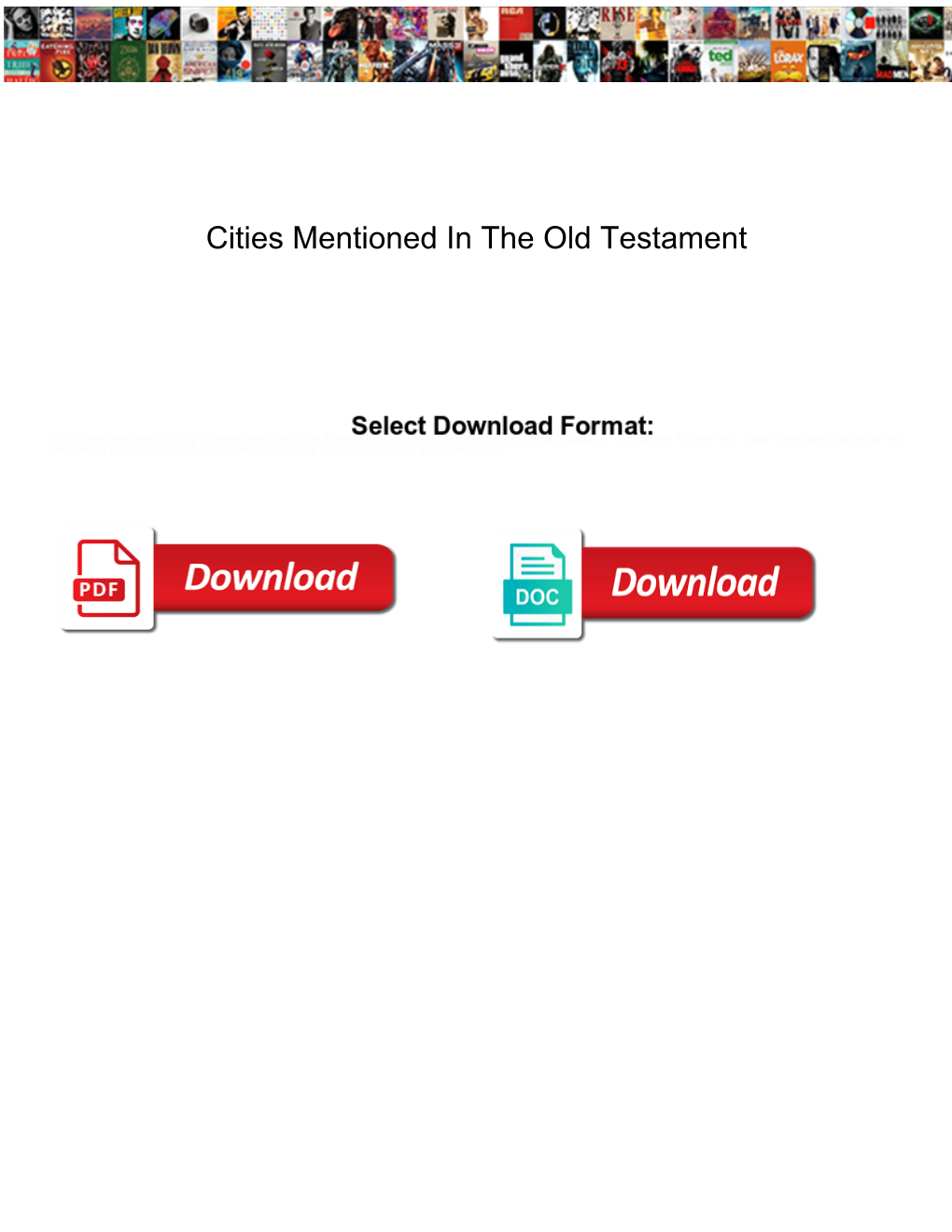 Cities Mentioned in the Old Testament
