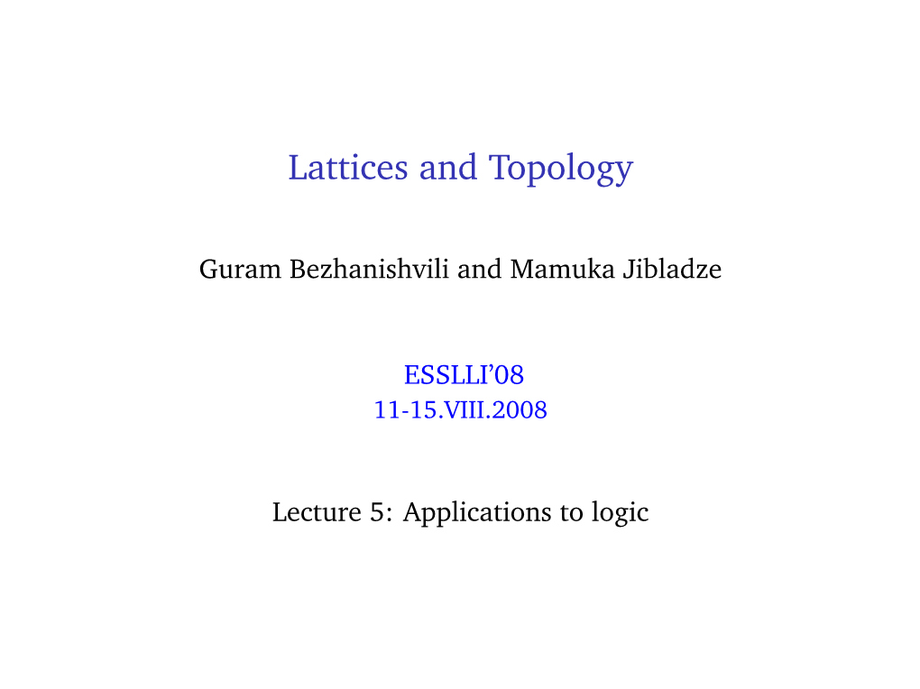Lattices and Topology