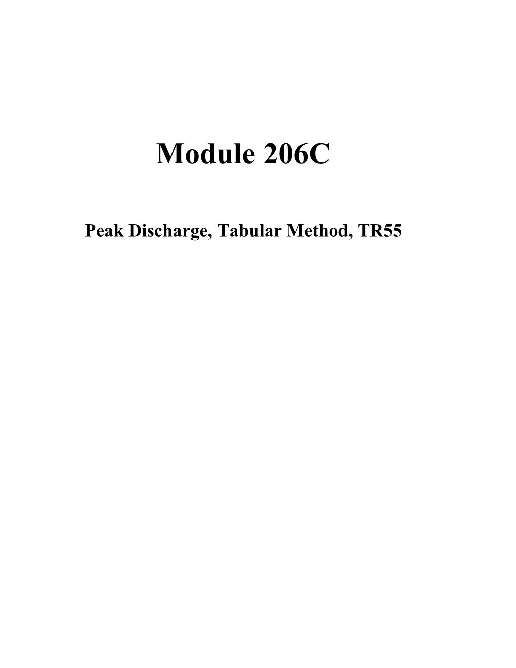 Peak Discharge, Tabular Method, TR55