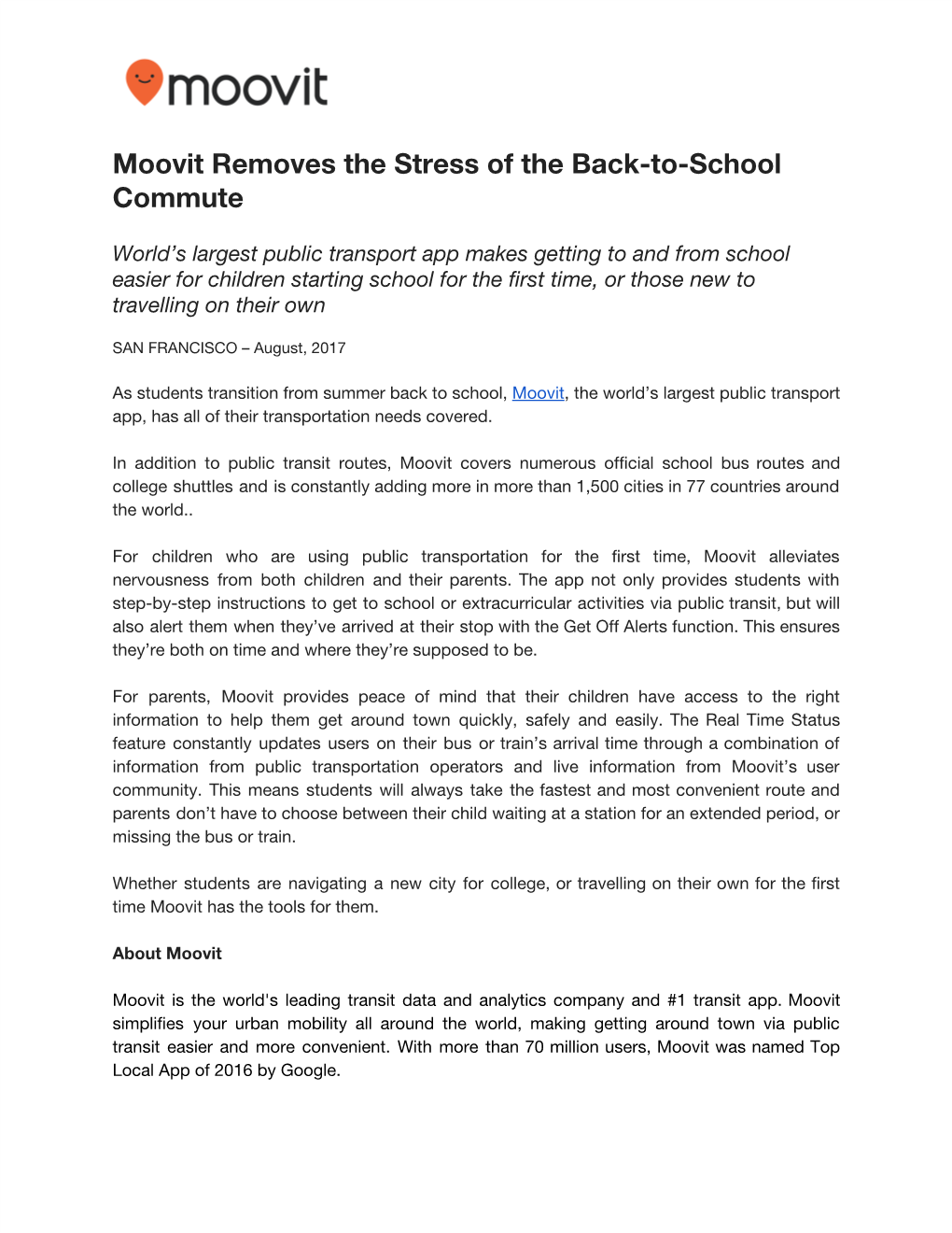 Moovit​ ​Removes​ ​The​ ​Stress​ ​Of​ ​The​ ​Back-To-School