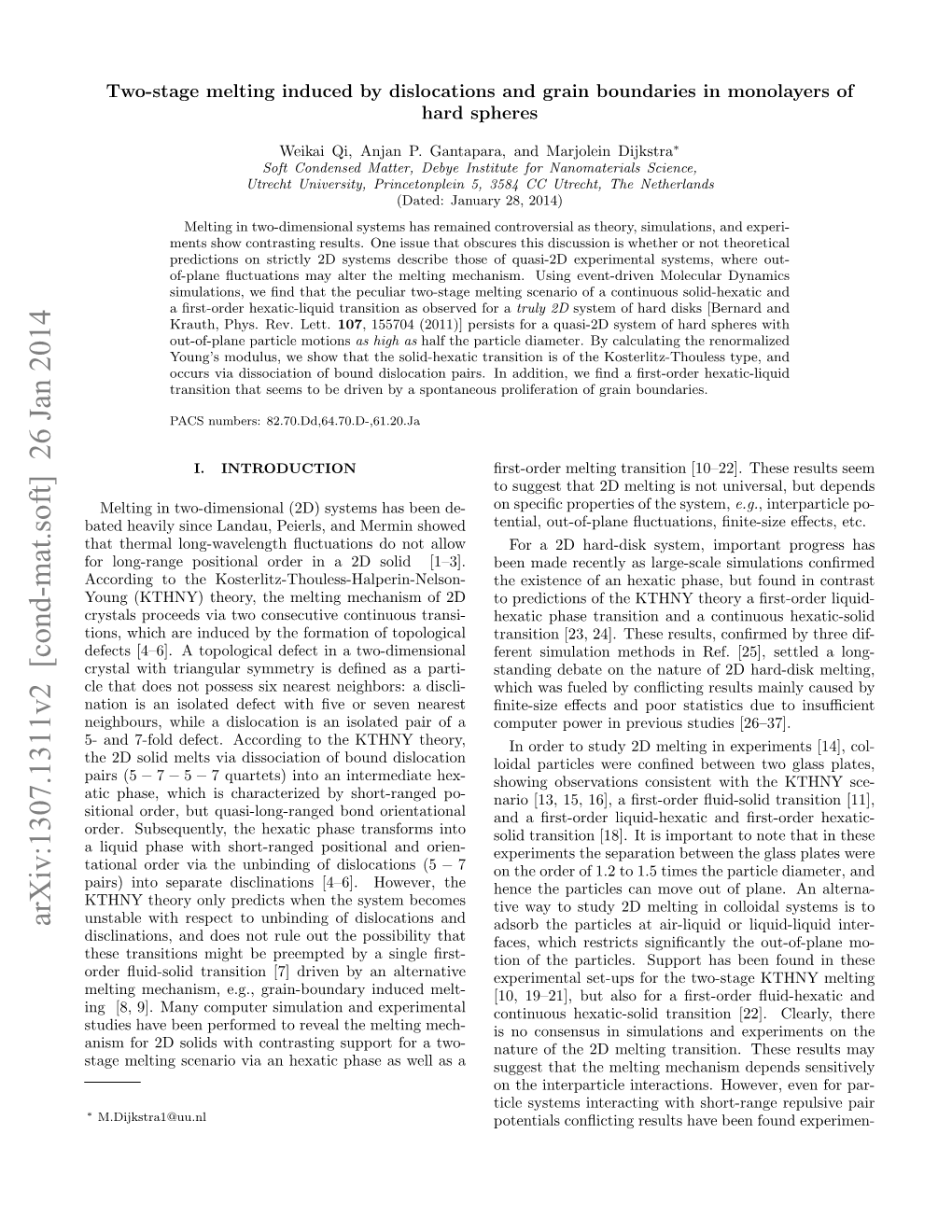 Two-Stage Melting Induced by Dislocations and Grain Boundaries in Monolayers of Hard Spheres