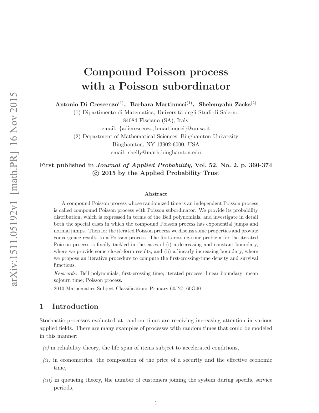 Compound Poisson Process with a Poisson Subordinator