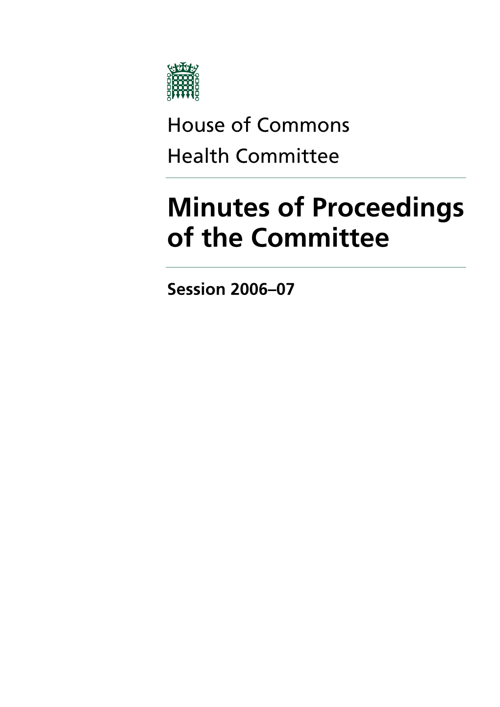 Minutes of Proceedings of the Committee