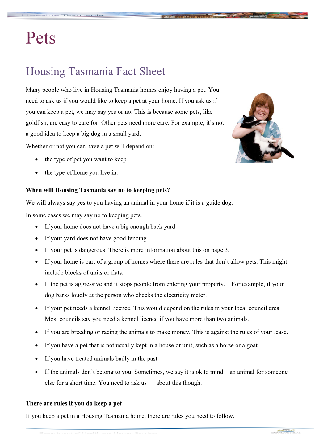 Housing Tasmania Fact Sheet