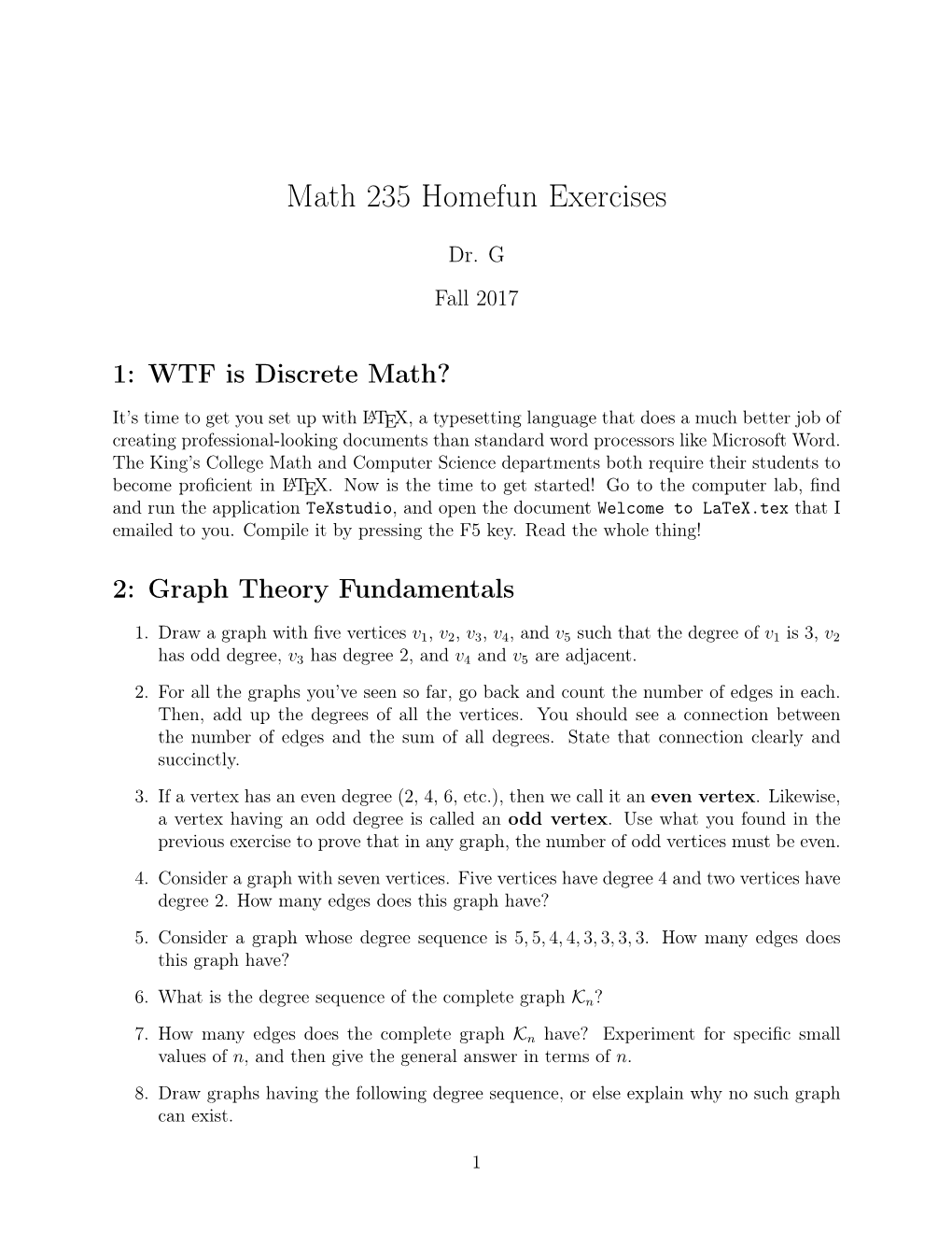 Math 235 Homefun Exercises