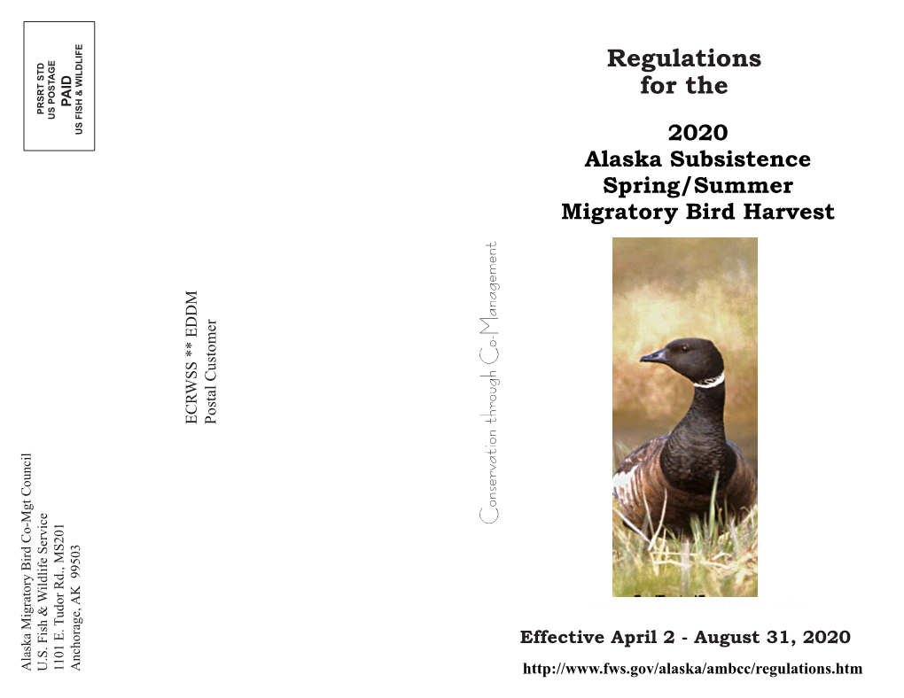 Regulations for the 2020 Alaska Subsistence Spring/Summer