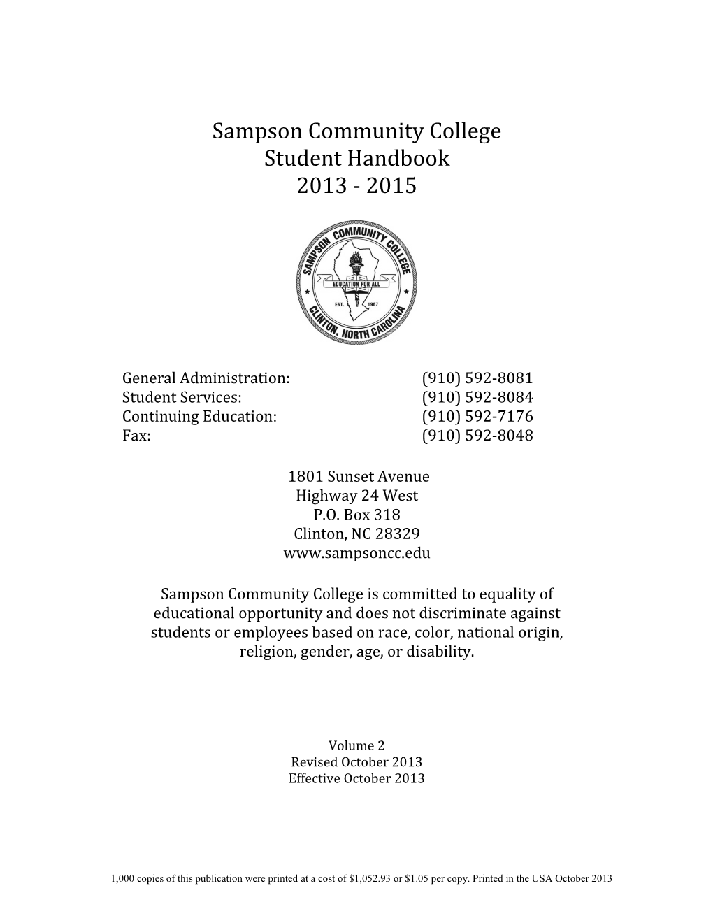 Student Handbook 2013 - 2015