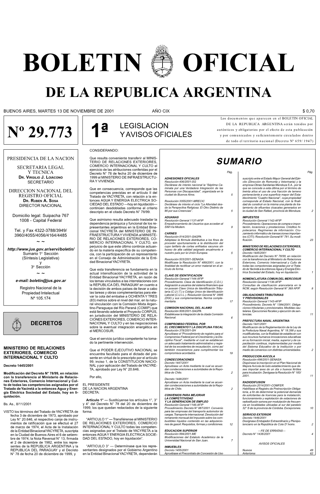 Boletin Oficial De La Republica Argentina