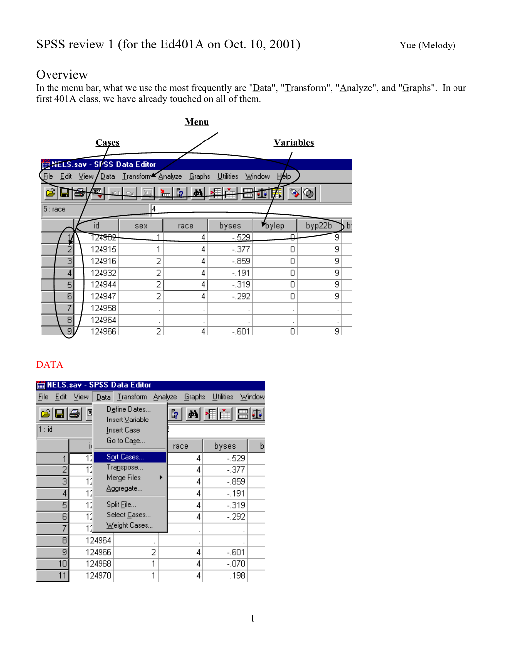 SPSS Review for Oct