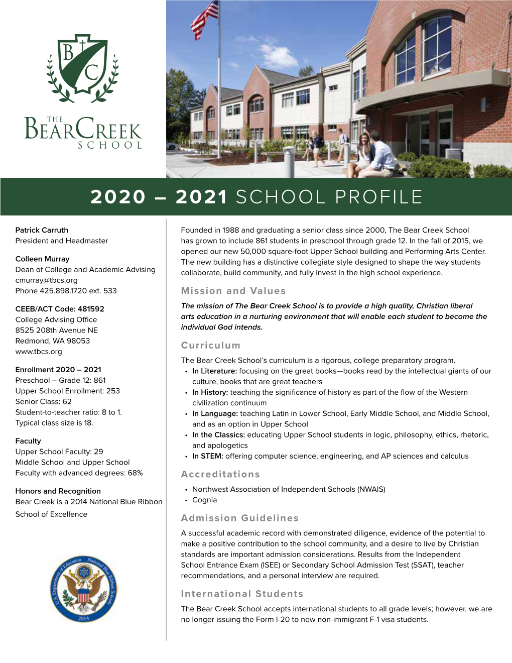 2020 – 2021 School Profile