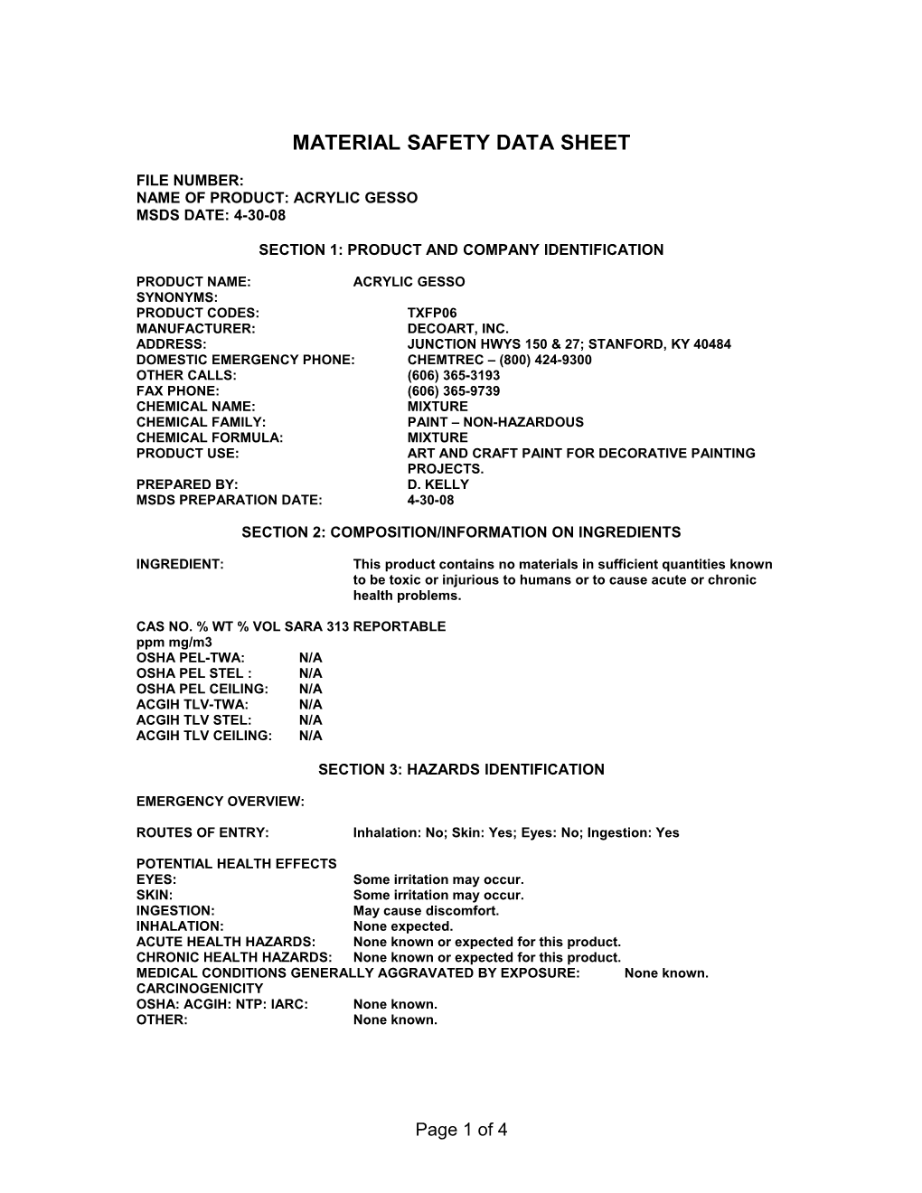 Material Safety Data Sheet s59