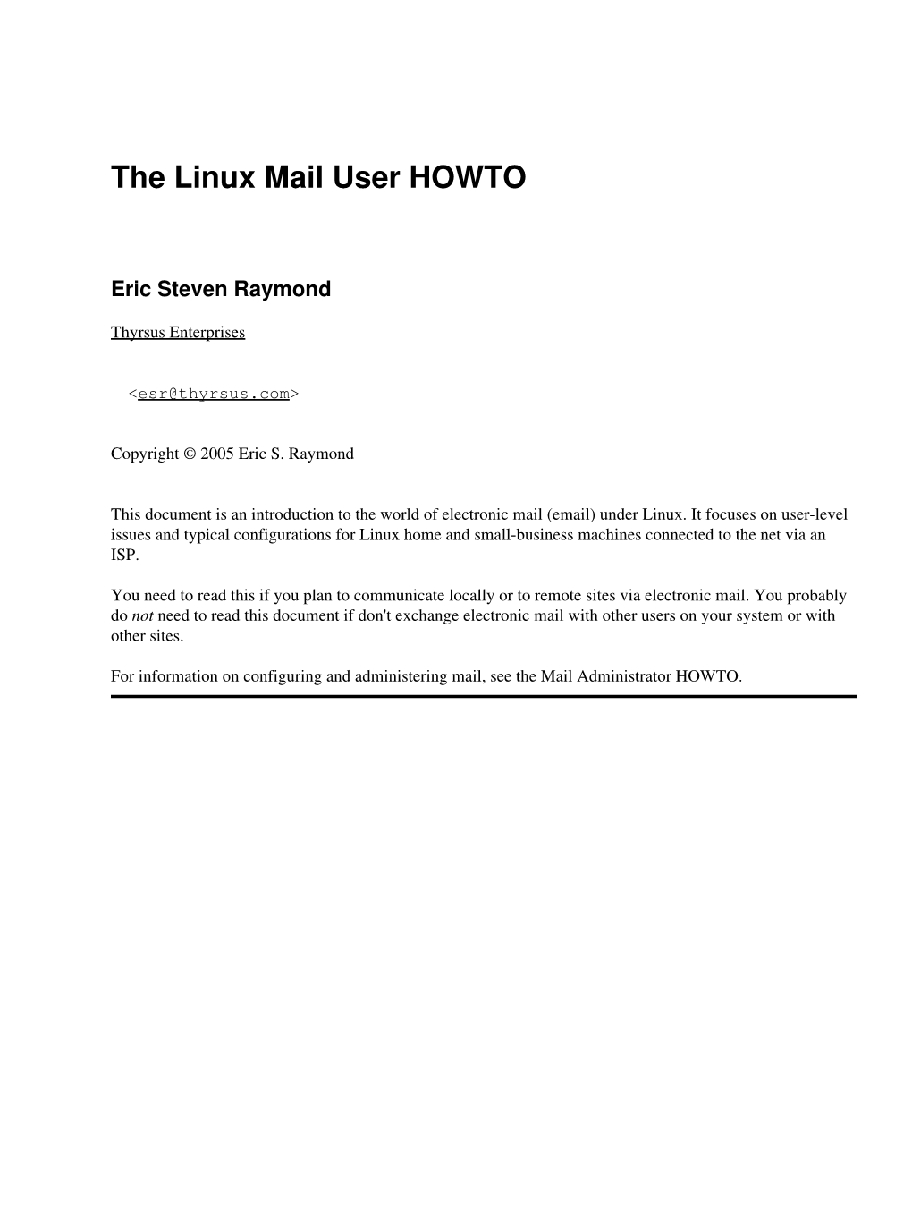 The Linux Mail User HOWTO