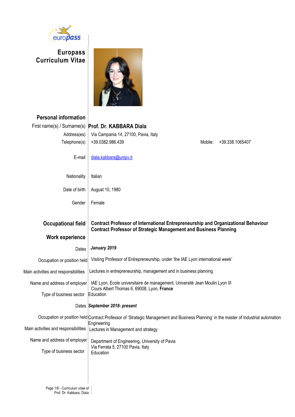 Europass Curriculum Vitae