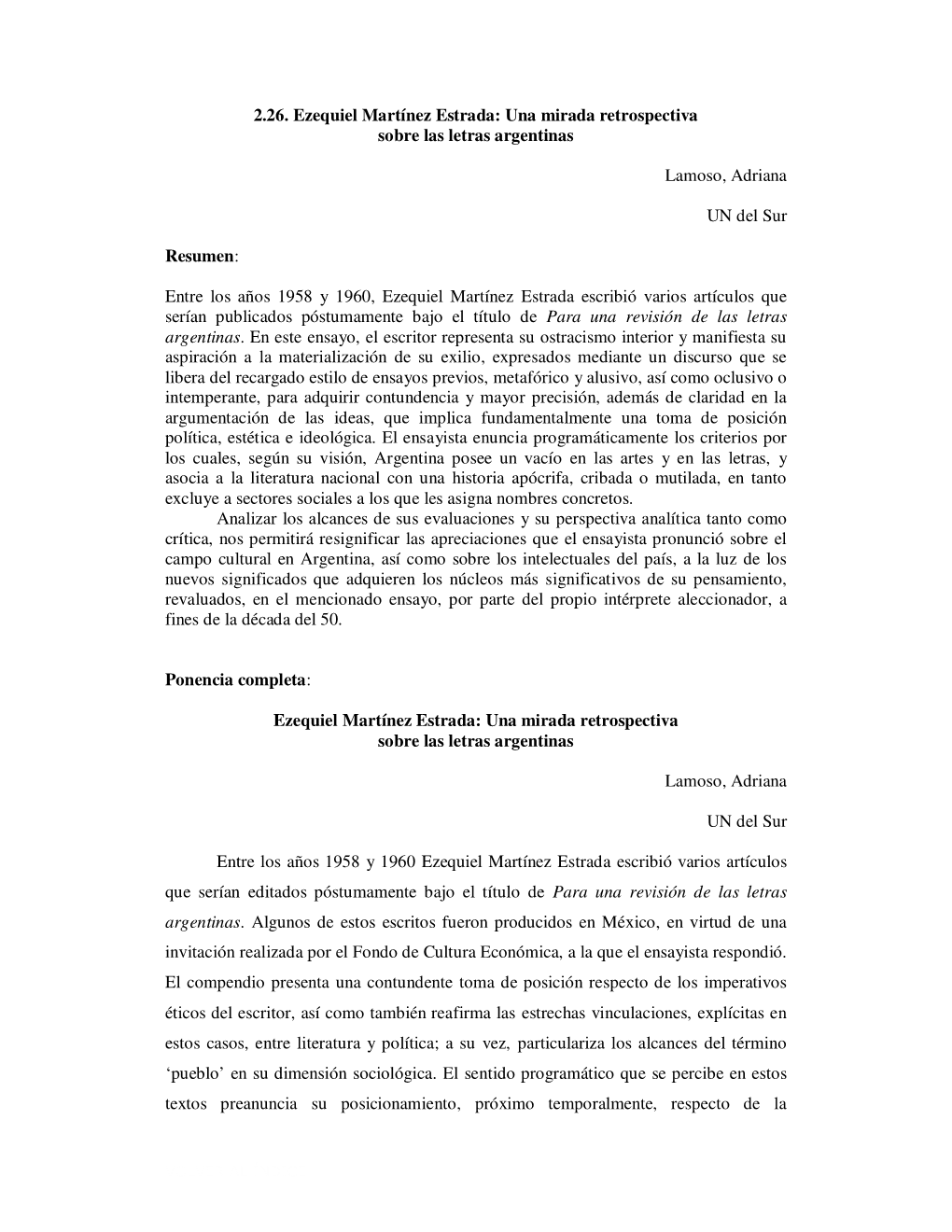 2.26. Ezequiel Martínez Estrada: Una Mirada Retrospectiva Sobre Las Letras Argentinas