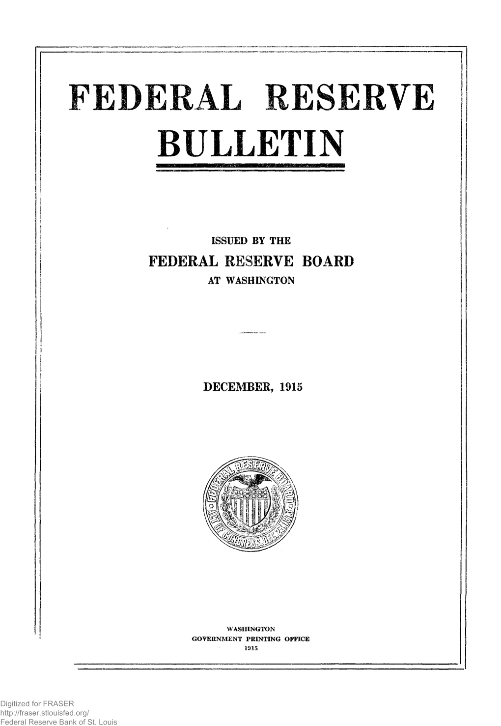 Federal Reserve Bulletin December 1915