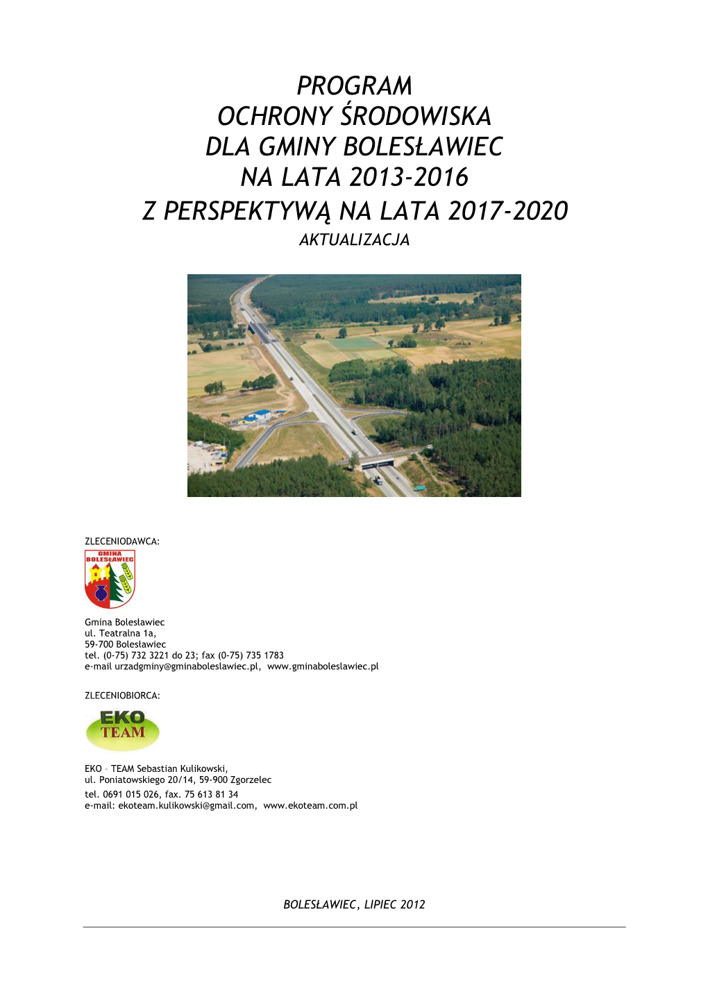 Program Ochrony Środowiska Dla Gminy Bolesławiec Na Lata 2013-2016 Z Perspektywą Na Lata 2017-2020 Aktualizacja