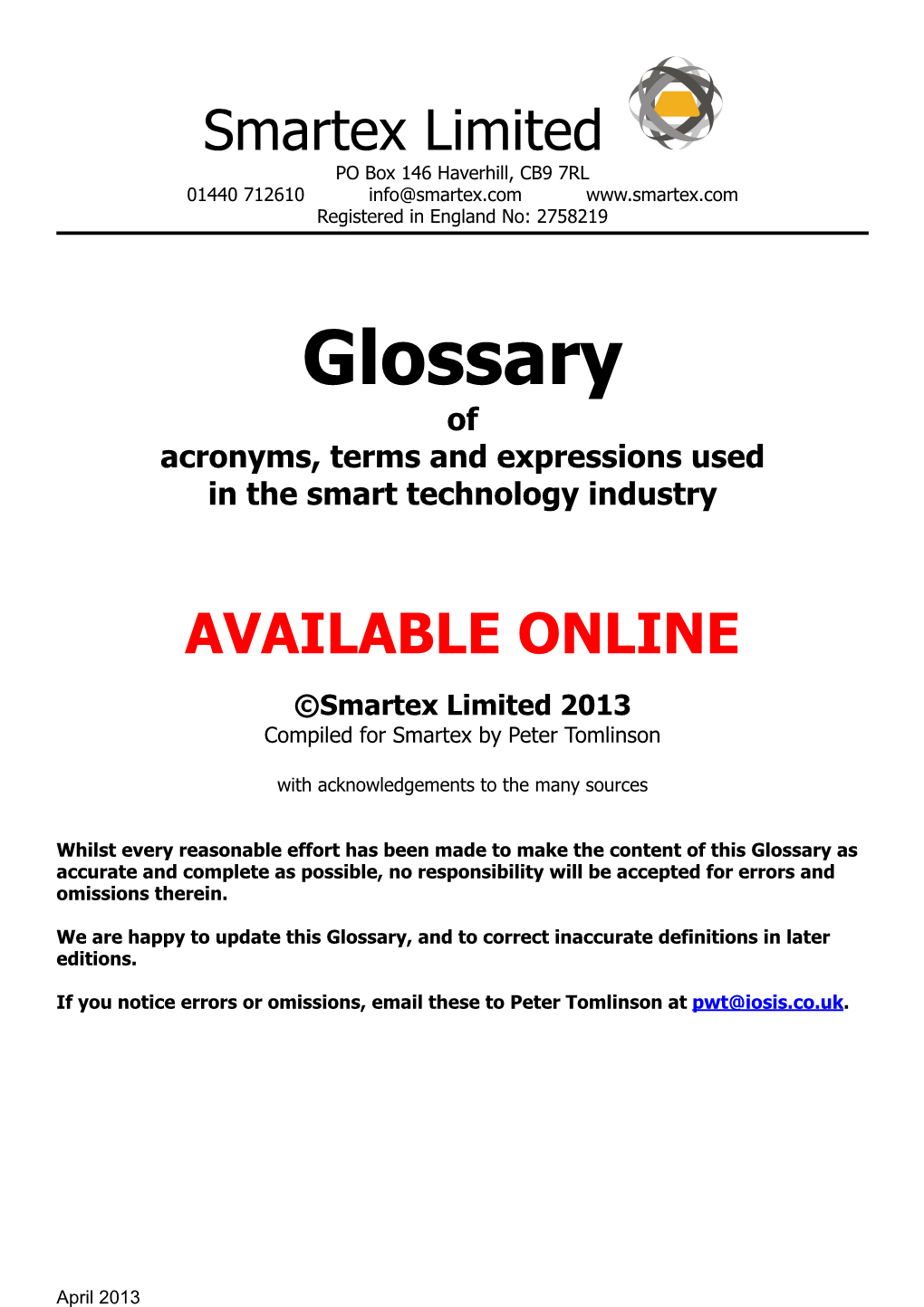 Smartex Glossary