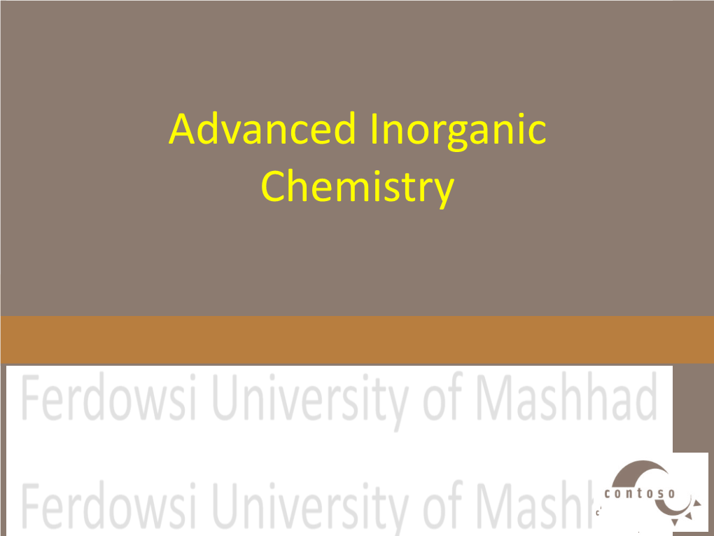 Advanced Inorganic Chemistry