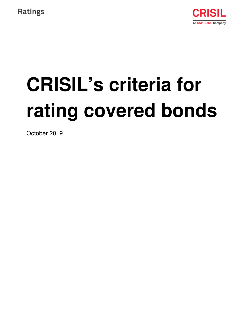 CRISIL's Criteria for Rating Covered Bonds