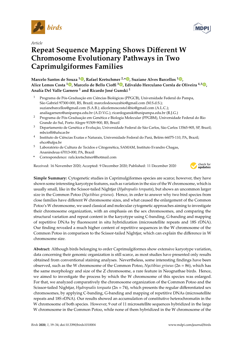 Repeat Sequence Mapping Shows Different W Chromosome