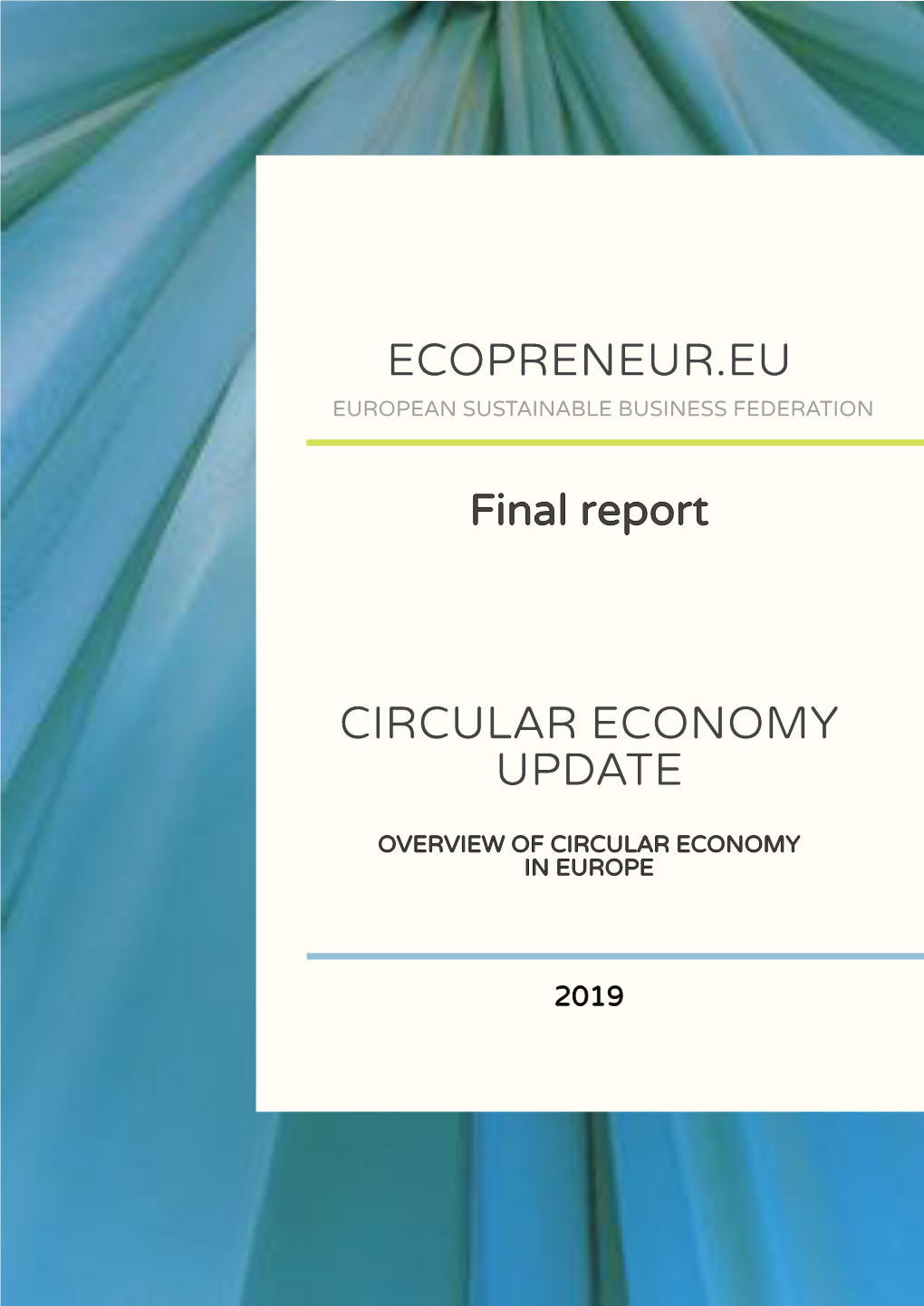 Ecopreneur CE Countries Report 2019 FINAL with Back