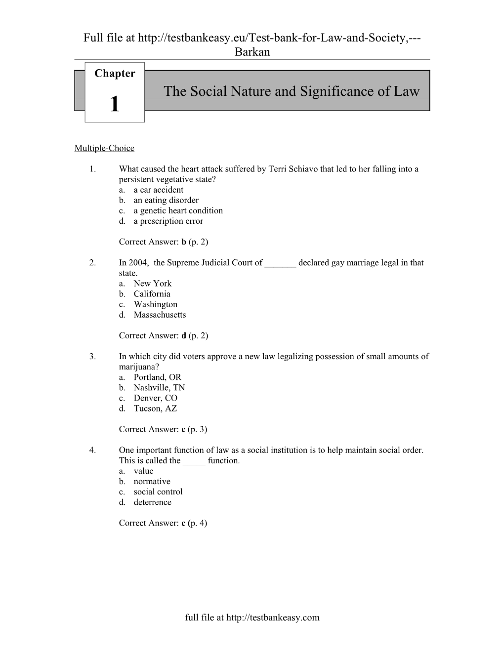 Chapter 1: the Social Nature and Significance of Law